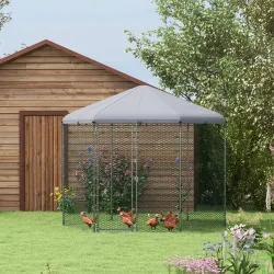 Recinto para gallinero exterior 5 m² parque con malla 2,8x2,45x2,46 m - espacio cubierto - 5/8 gallinas - Ogal.Es