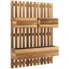 Jardinera de Pared de Madera con Enrejado y 3 Macetas Móviles para Jardín Terraza Patio 60x16x80 cm Carbonizado - Ogal.Es