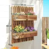 Jardinera de Pared de Madera con Enrejado y 3 Macetas Móviles para Jardín Terraza Patio 60x16x80 cm Carbonizado - Ogal.Es