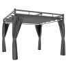 Pérgola de Jardín 3x3 m con Techo Retráctil y Cortinas Protección UV30+ Estructura Metálica para Patio Terraza Gris - Ogal.Es