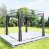Pérgola de Jardín 3x3 m con Techo Retráctil y Cortinas Protección UV30+ Estructura Metálica para Patio Terraza Gris - Ogal.Es