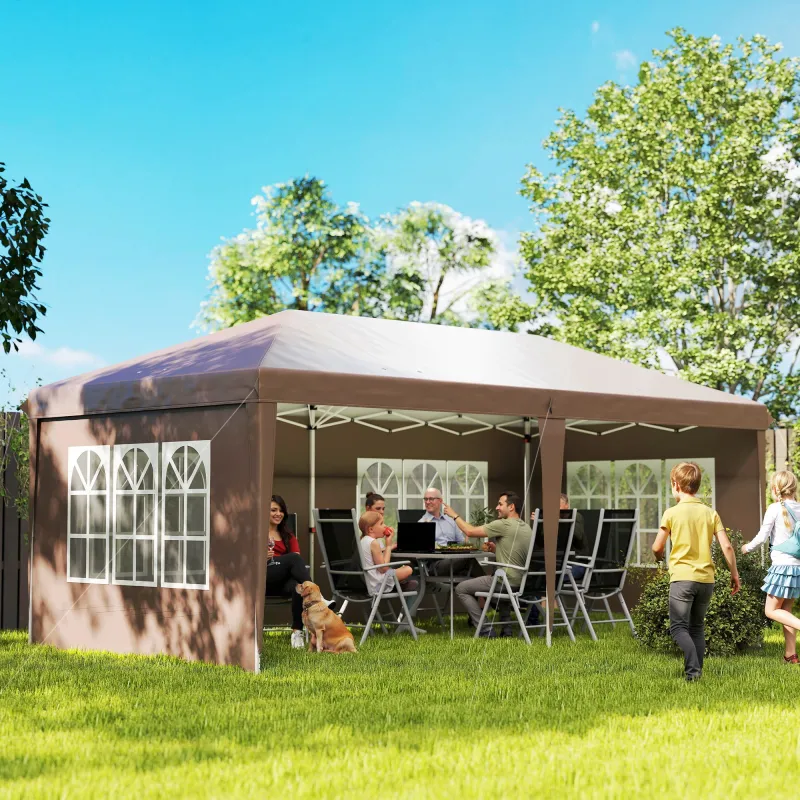 Carpa Plegable 6x3 m Pop-up con 4 Laterales Desmontables Cenador de Jardín con 4 Ventanas y Bolsa de Transporte ... - Ogal.Es