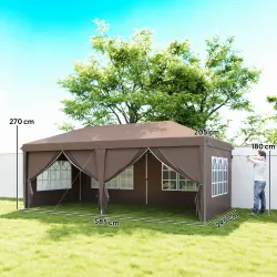 Carpa Plegable 6x3 m Pop-up con 4 Laterales Desmontables Cenador de Jardín con 4 Ventanas y Bolsa de Transporte ... - Ogal.Es