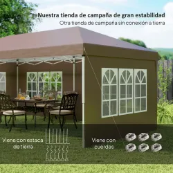 Carpa Plegable 6x3 m Pop-up con 4 Laterales Desmontables Cenador de Jardín con 4 Ventanas y Bolsa de Transporte ... - Ogal.Es