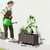 Jardinera Elevada con 6 Ruedas Riego Automático y Drenaje Macetero Exterior para Jardín 80x40x43 cm Marrón - Ogal.Es