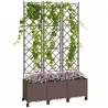 Jardinera con Enrejado y Ruedas con Drenaje para Cultivos Verduras Flores Hierbas 120x40x192 cm Marrón - Ogal.Es