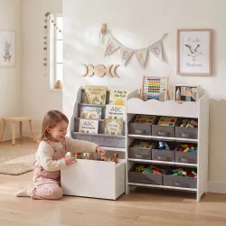 Estantería Infantil Juguetes con 8 Cestas de Tela Cajón con Ruedas Librería Estante Abierto 3-8 Años 109x30x80cm... - Ogal.Es