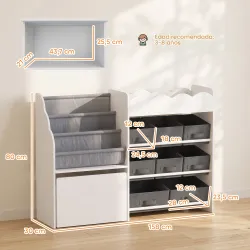 Estantería Infantil Juguetes con 8 Cestas de Tela Cajón con Ruedas Librería Estante Abierto 3-8 Años 109x30x80cm... - Ogal.Es