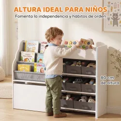 Estantería Infantil Juguetes con 8 Cestas de Tela Cajón con Ruedas Librería Estante Abierto 3-8 Años 109x30x80cm... - Ogal.Es