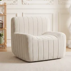 Sillón Relax Sofá Individual de Chenilla Moderna Acolchado de Espuma de Alta Densidad Diseño Comprimido Beige - Ogal.Es