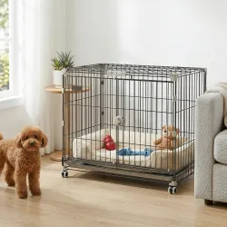 Jaula para Perros Plegable con Ruedas y Bandeja Extraíble Puerta Deslizante Techo Abatible 75,5x46x64,5 cm Negro - Ogal.Es
