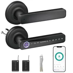 Cerradura Inteligente con Manilla 5 en 1 con Huella Código App Bluetooth Tarjeta NFC y Llave Registro de Accesos... - Ogal.Es