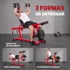Máquina de Extensión y Curl de Piernas Ajustable 3 en 1 Carga 300 kg con Carga de Placas para Casa Gimnasio Rojo - Ogal.Es