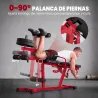 Máquina de Extensión y Curl de Piernas Ajustable 3 en 1 Carga 300 kg con Carga de Placas para Casa Gimnasio Rojo - Ogal.Es