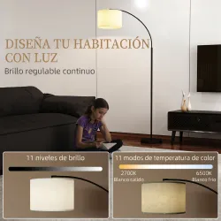 Lámpara de Pie LED Regulable con 11 Temperaturas de Color y Niveles de Brillo Pantalla Ajustable Control Remoto ... - Ogal.Es