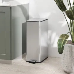 Cubo de Basura de Cocina de 20L de Acero Inoxidable con Tapa de Cierre Suave Pedal y Cubo Extraíble Plateado - Ogal.Es