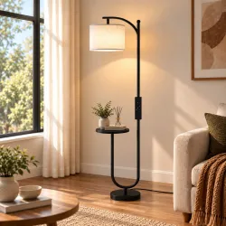 Lámpara de Pie LED Regulable con Estante 11 Temperaturas y Brillos Pantalla Ajustable Mando RF Interruptor de Pi... - Ogal.Es