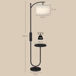 Lámpara de Pie LED Regulable con Estante 11 Temperaturas y Brillos Pantalla Ajustable Mando RF Interruptor de Pi... - Ogal.Es