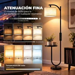 Lámpara de Pie LED Regulable con Estante 11 Temperaturas y Brillos Pantalla Ajustable Mando RF Interruptor de Pi... - Ogal.Es