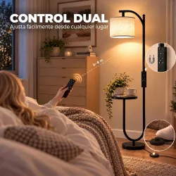 Lámpara de Pie LED Regulable con Estante 11 Temperaturas y Brillos Pantalla Ajustable Mando RF Interruptor de Pi... - Ogal.Es