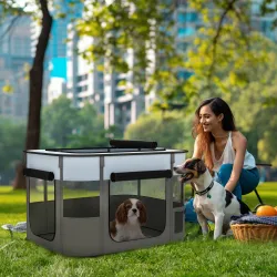 Parque para Perros y Gatos, Corralito Plegable Portátil para Cachorros Conejos y Cobayas Tela Oxford 84x64x53 cm... - Ogal.Es