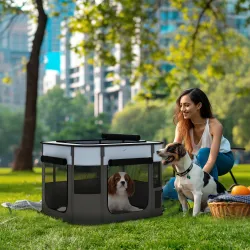 Parque para Perros y Gatos, Corralito Plegable Portátil para Cachorros Conejos y Cobayas Tela Oxford 74x60x45 cm... - Ogal.Es