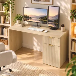 Escritorio Reversible 120 cm con Cajón Armario Balda Ajustable y Tablero Grueso para Espacios Pequeños Oficina R... - Ogal.Es