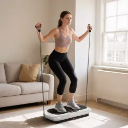 Plataforma Vibratoria con 99 Niveles de Velocidad Pantalla LED Control Remoto 2 Bandas para Hacer Ejercicio en Casa - Ogal.Es