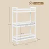 Estantería de Baño de Bambú de 3 Niveles Carrito Auxiliar de Almacenaje con Ruedas 55x20x75 cm Blanco - Ogal.Es