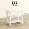 Banco Zapatero de Bambú con Asiento y 2 Estantes para 4 Pares para Entrada Salón Dormitorio 50x28x45 cm Blanco - Ogal.Es