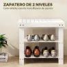 Banco Zapatero de Bambú con Asiento y 2 Estantes para 4 Pares para Entrada Salón Dormitorio 50x28x45 cm Blanco - Ogal.Es