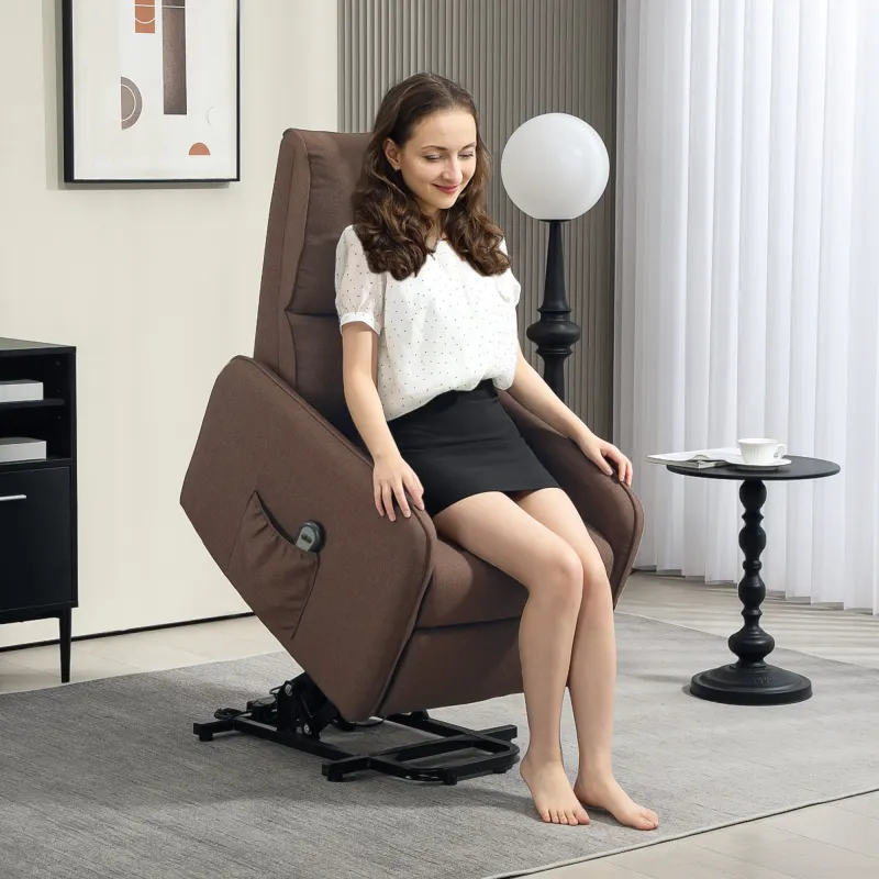 Sillón Relax Reclinable Eléctrico Levanta Personas de Tela Lino Control Remoto Asiento con Muelles Reposapiés Ma... - Ogal.Es