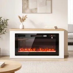 Chimenea Eléctrica de Pie 900/1800W Mueble para TV 55" 12 Colores de Llama 3D 5 Brillos Control Remoto para 35? ... - Ogal.Es