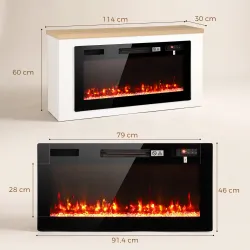Chimenea Eléctrica de Pie 900/1800W Mueble para TV 55" 12 Colores de Llama 3D 5 Brillos Control Remoto para 35? ... - Ogal.Es