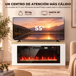 Chimenea Eléctrica de Pie 900/1800W Mueble para TV 55" 12 Colores de Llama 3D 5 Brillos Control Remoto para 35? ... - Ogal.Es