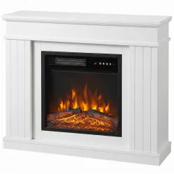 Chimenea Eléctrica Decorativa 1800W con Repisa Efecto Llama 5 Brillos Termostato Temporizador Mando para TV 38" ... - Ogal.Es