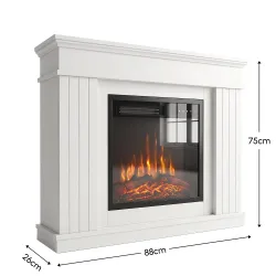 Chimenea Eléctrica Decorativa 1800W con Repisa Efecto Llama 5 Brillos Termostato Temporizador Mando para TV 38" ... - Ogal.Es