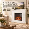 Chimenea Eléctrica Decorativa 1800W con Repisa Efecto Llama 5 Brillos Termostato Temporizador Mando para TV 38" ... - Ogal.Es