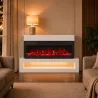 Chimenea Eléctrica de Pie/Pared 900/1800W con Tira LED 3 Caras Mueble TV 55" 12 Colores de Llama Control Remoto ... - Ogal.Es