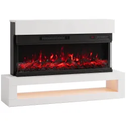Chimenea Eléctrica de Pie/Pared 900/1800W con Tira LED 3 Caras Mueble TV 55" 12 Colores de Llama Control Remoto ... - Ogal.Es