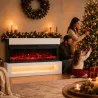 Chimenea Eléctrica de Pie/Pared 900/1800W con Tira LED 3 Caras Mueble TV 55" 12 Colores de Llama Control Remoto ... - Ogal.Es