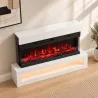 Chimenea Eléctrica de Pie/Pared 900/1800W con Tira LED 3 Caras Mueble TV 55" 12 Colores de Llama Control Remoto ... - Ogal.Es