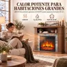 Chimenea Eléctrica Decorativa 1800W con Repisa Efecto Llama 5 Brillos Termostato Temporizador Mando Marrón - Ogal.Es