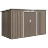 Trastero de Jardín en Acero con 2 Rejillas de Ventilación y 2 Puertas Correderas, 280x130x172 cm, Marrón Madera - Ogal.Es