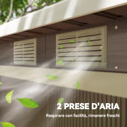 Trastero de Jardín en Acero con 2 Rejillas de Ventilación y 2 Puertas Correderas, 280x130x172 cm, Marrón Madera - Ogal.Es