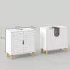Mueble Bajo Lavabo con 2 Puertas de Lamas Estante Ajustable y Patas de Bambú 60x30x60 cm Blanco - Ogal.Es