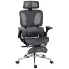 Silla de Escritorio de Malla con Reposapiés Respaldo Reclinable Soporte Lumbar Reposabrazos y Reposacabezas Ajus... - Ogal.Es