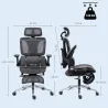 Silla de Escritorio de Malla con Reposapiés Respaldo Reclinable Soporte Lumbar Reposabrazos y Reposacabezas Ajus... - Ogal.Es
