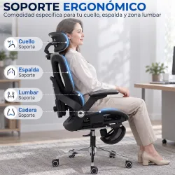 Silla de Escritorio de Malla con Reposapiés Respaldo Reclinable Soporte Lumbar Reposabrazos y Reposacabezas Ajus... - Ogal.Es