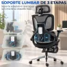 Silla de Escritorio de Malla con Reposapiés Respaldo Reclinable Soporte Lumbar Reposabrazos y Reposacabezas Ajus... - Ogal.Es